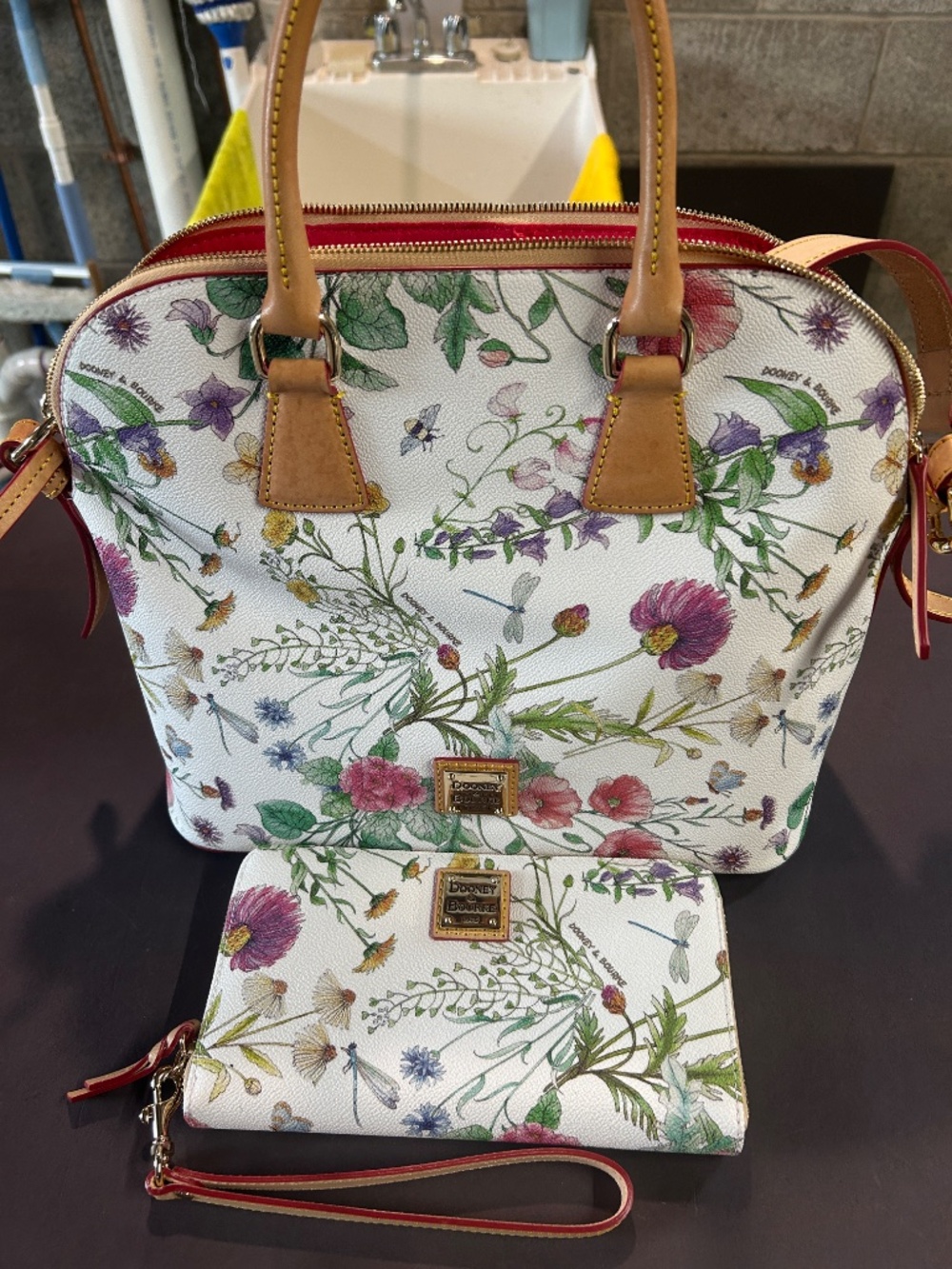 DOONEY & BOURKE BOTANICAL ROBIN DOMED ZIP SATCHEL